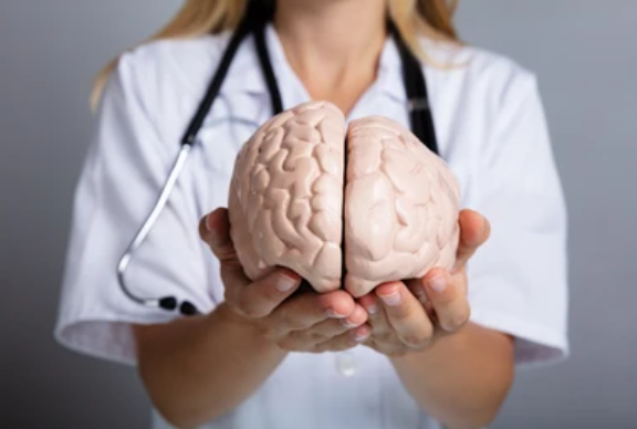 Neurologist with patient